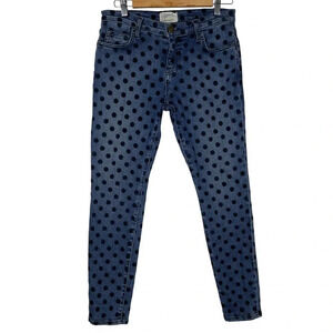 Current/Elliott Stiletto Flocked Dot Skinny Ankle Blue Jeans Size 28